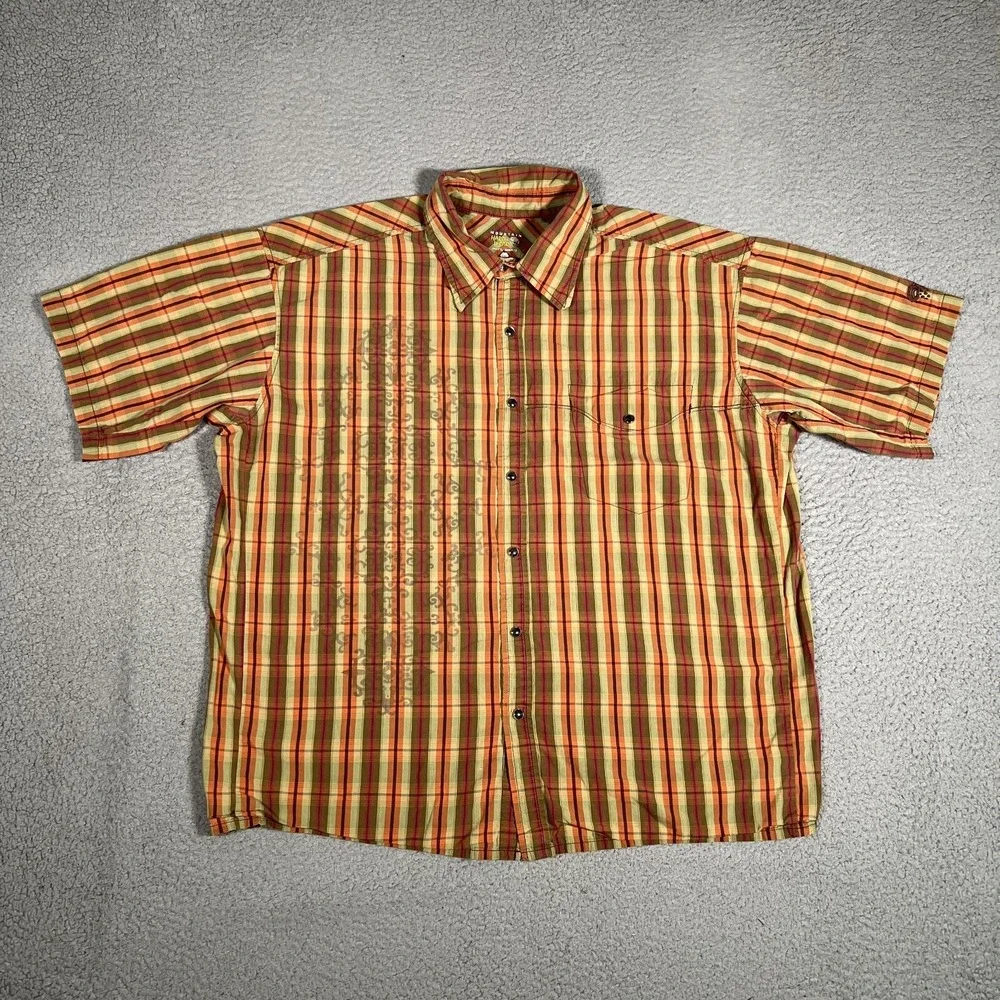 Mountain Hardwear‎ Shirt Mens XL Brown Outdoor Button Up Pocket Casual Preppy